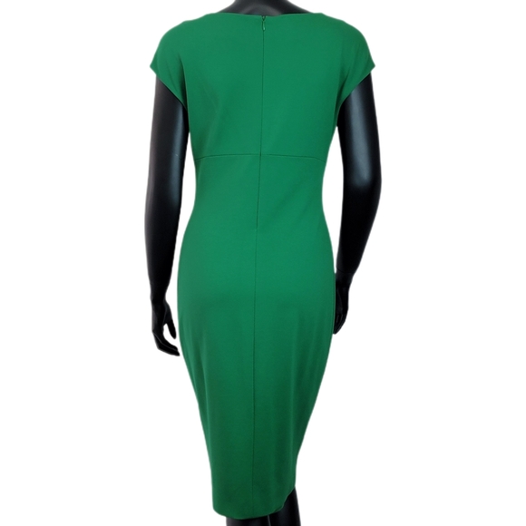Escada Double Zip Leaf Green Sheath Dress Size - Picture 2 of 6